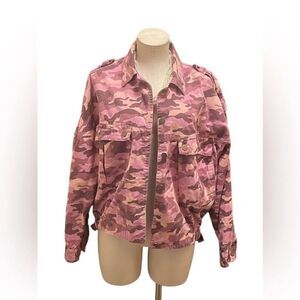 Trendy Vibes: Pink Army Fatigue Cargo Crop Jacket